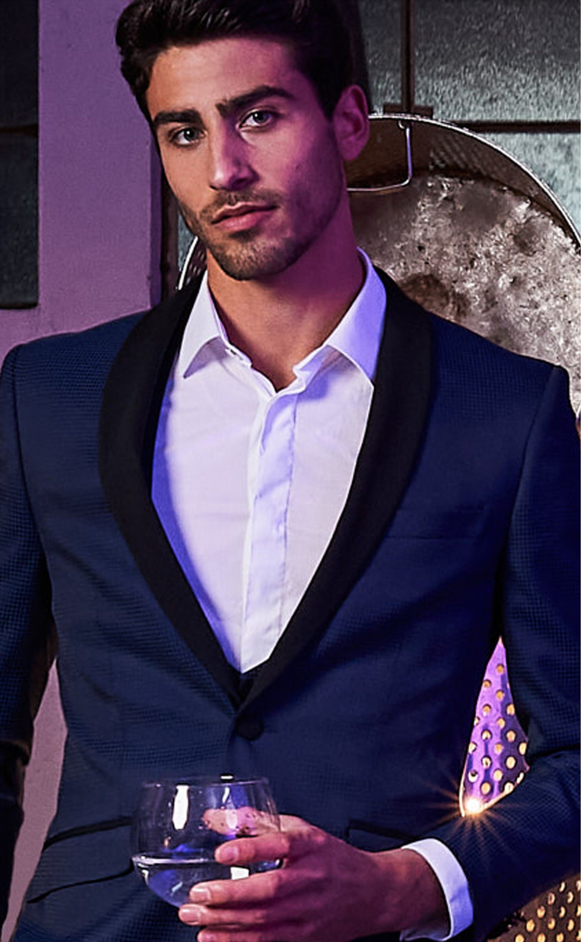 Smoking MOMENTS azul navy pied poule