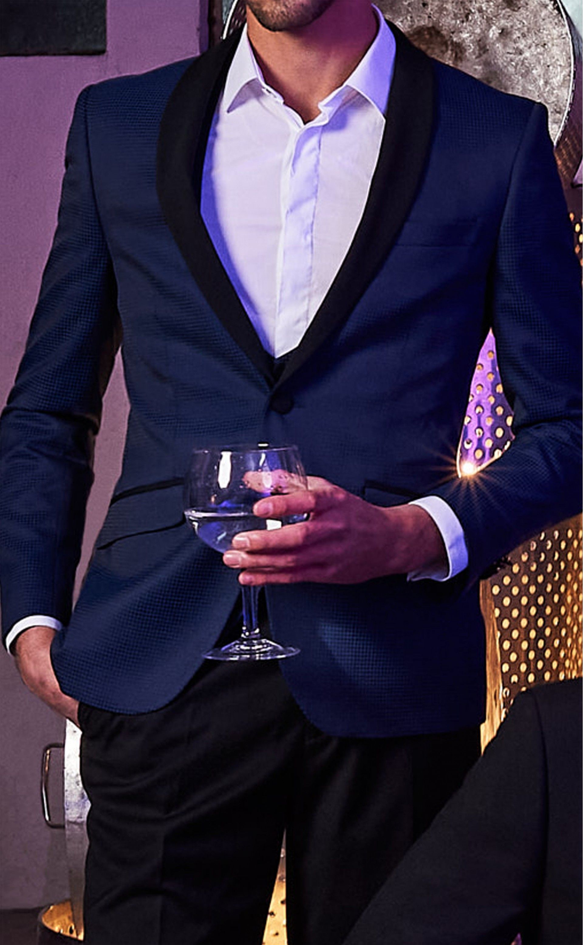 Smoking MOMENTS azul navy pied poule