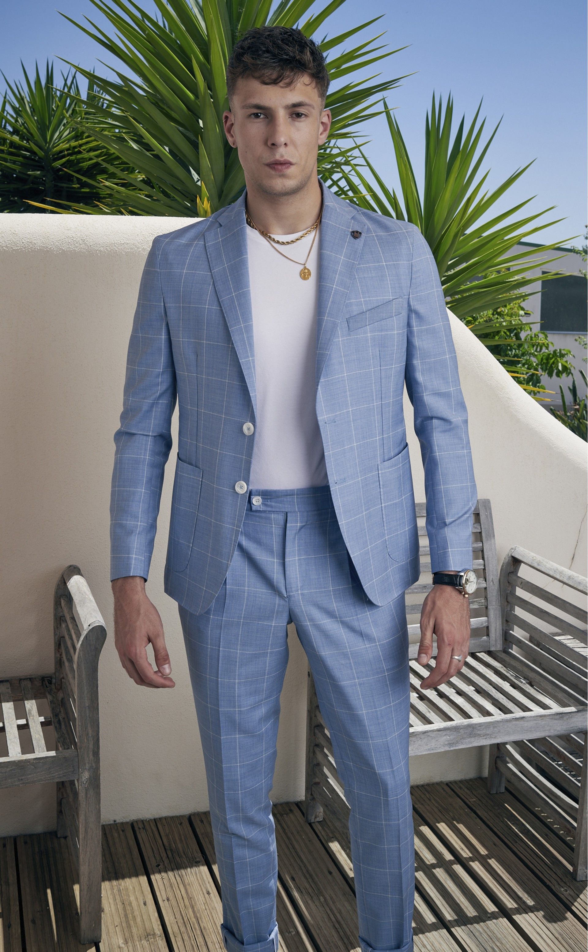 Fato EVOLUTION azul claro xadrez