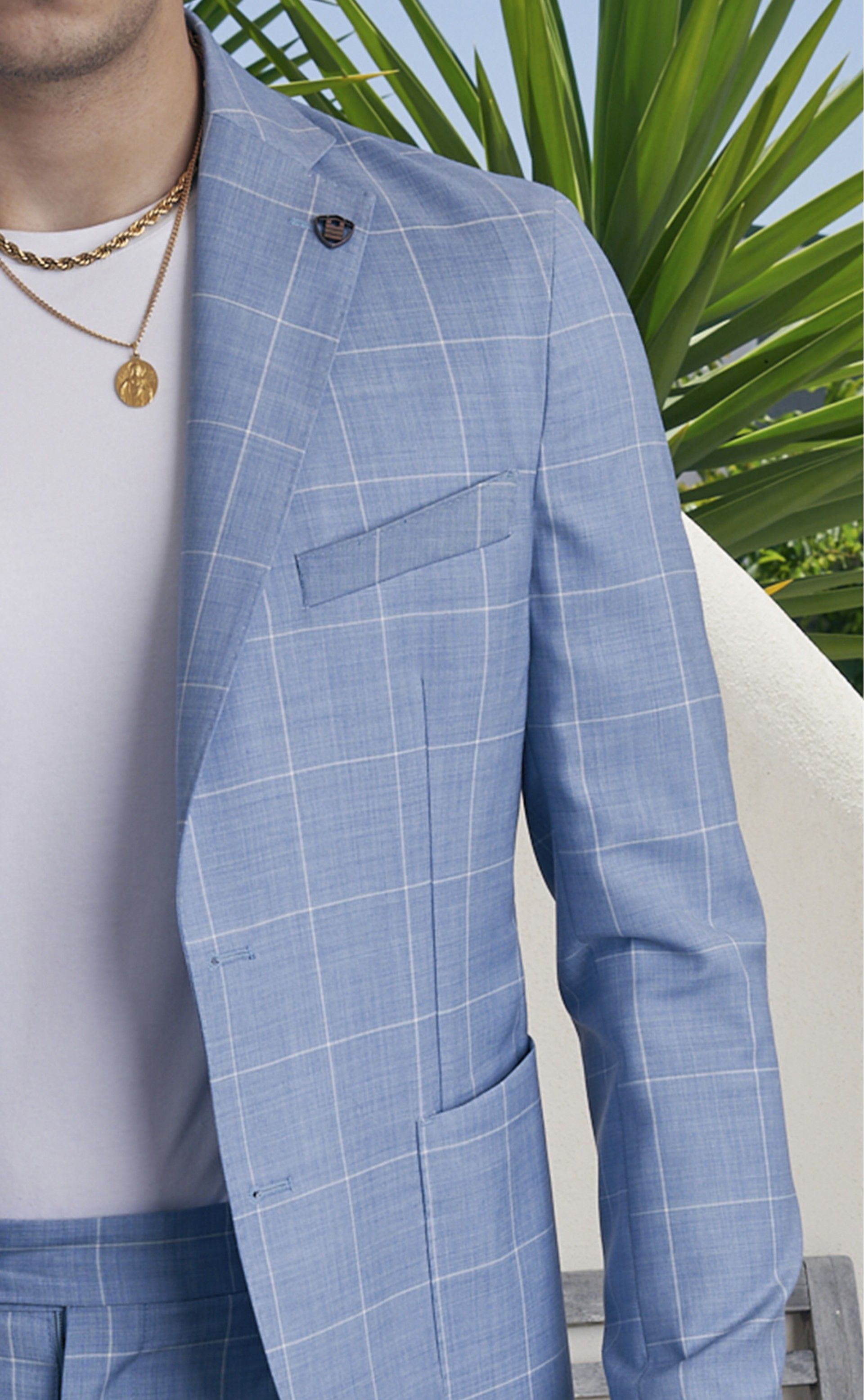 Fato EVOLUTION azul claro xadrez