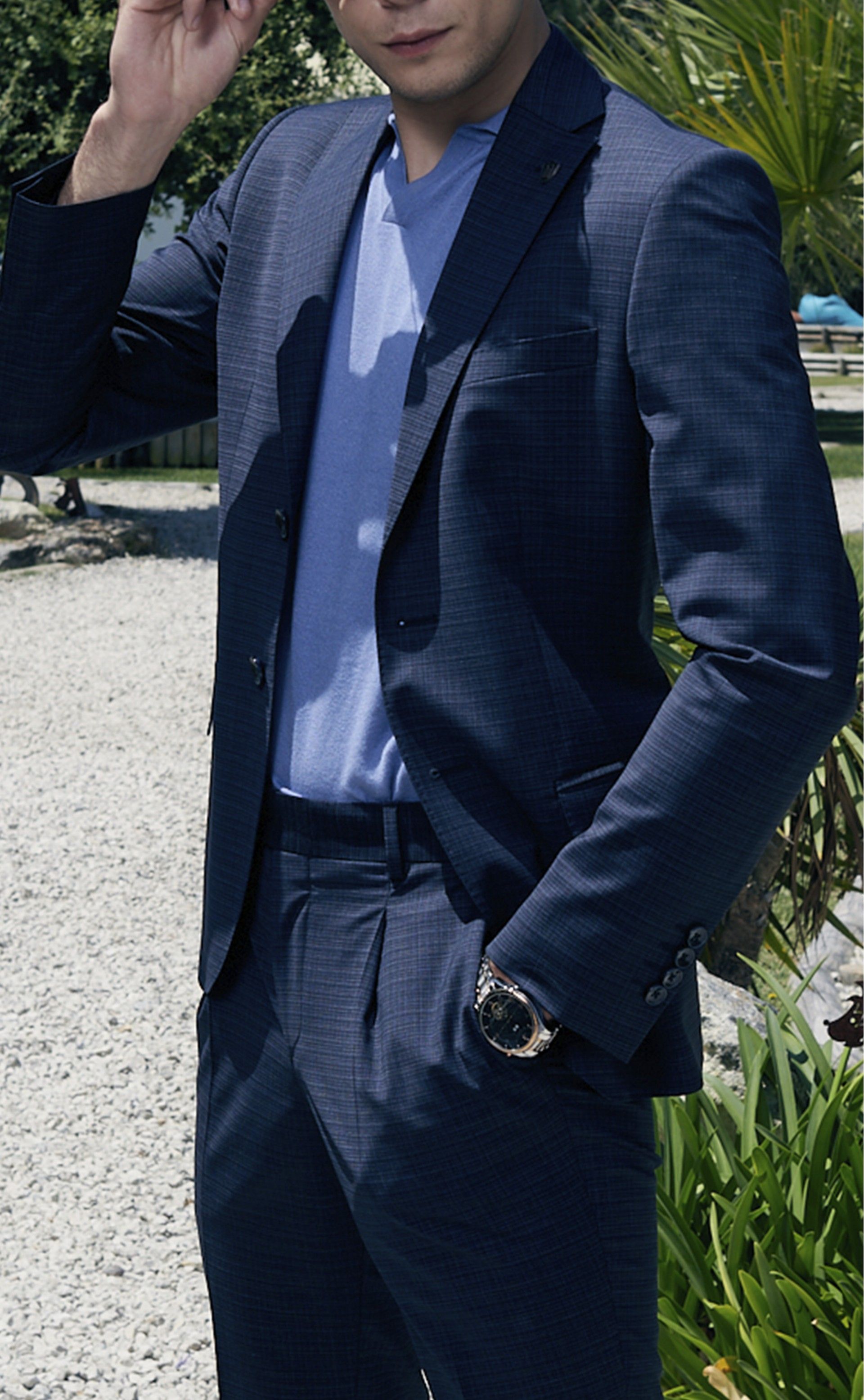 Fato EVOLUTION azul escuro microdesenho