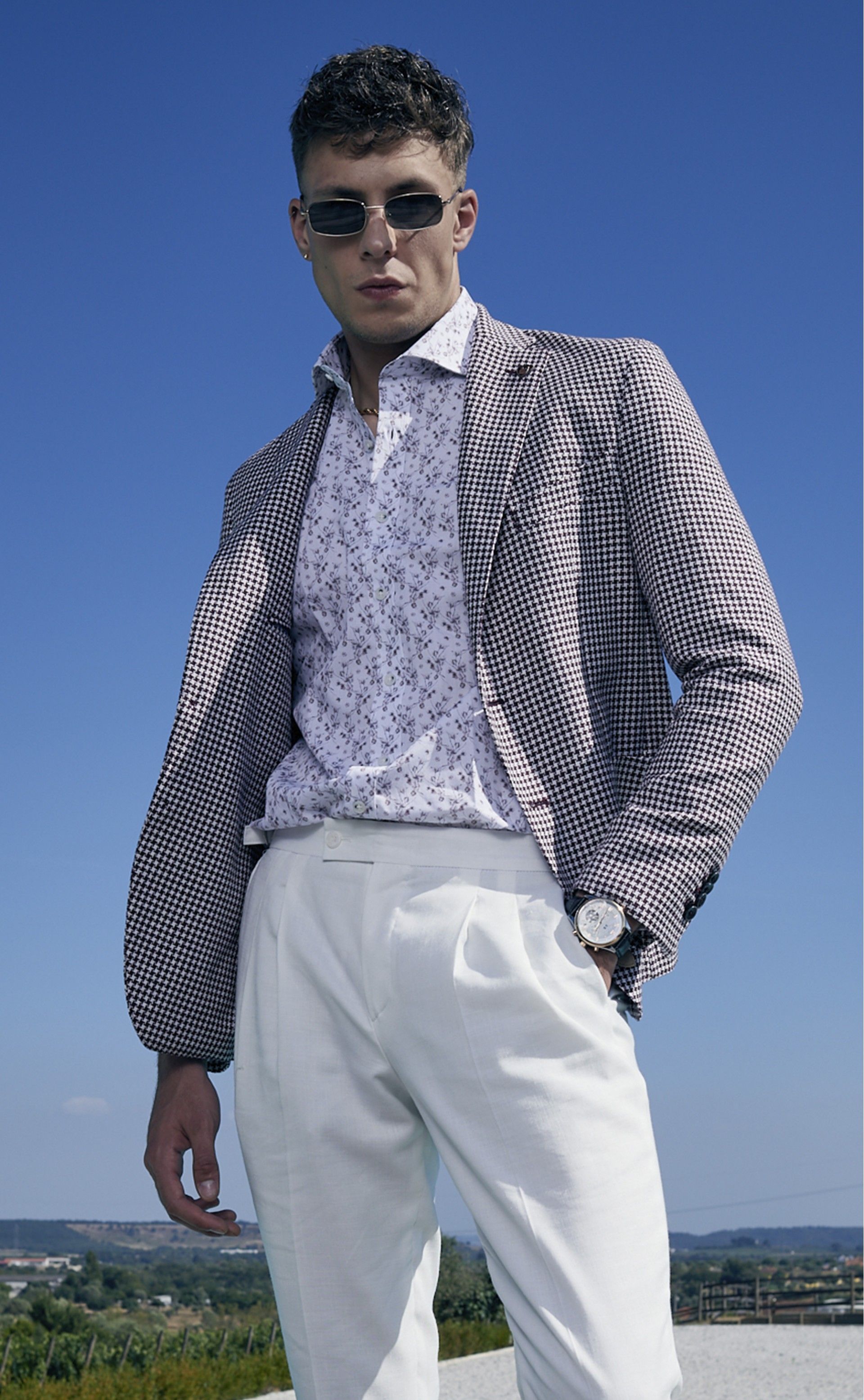 Casaco EVOLUTION branco e bordeaux pied poule