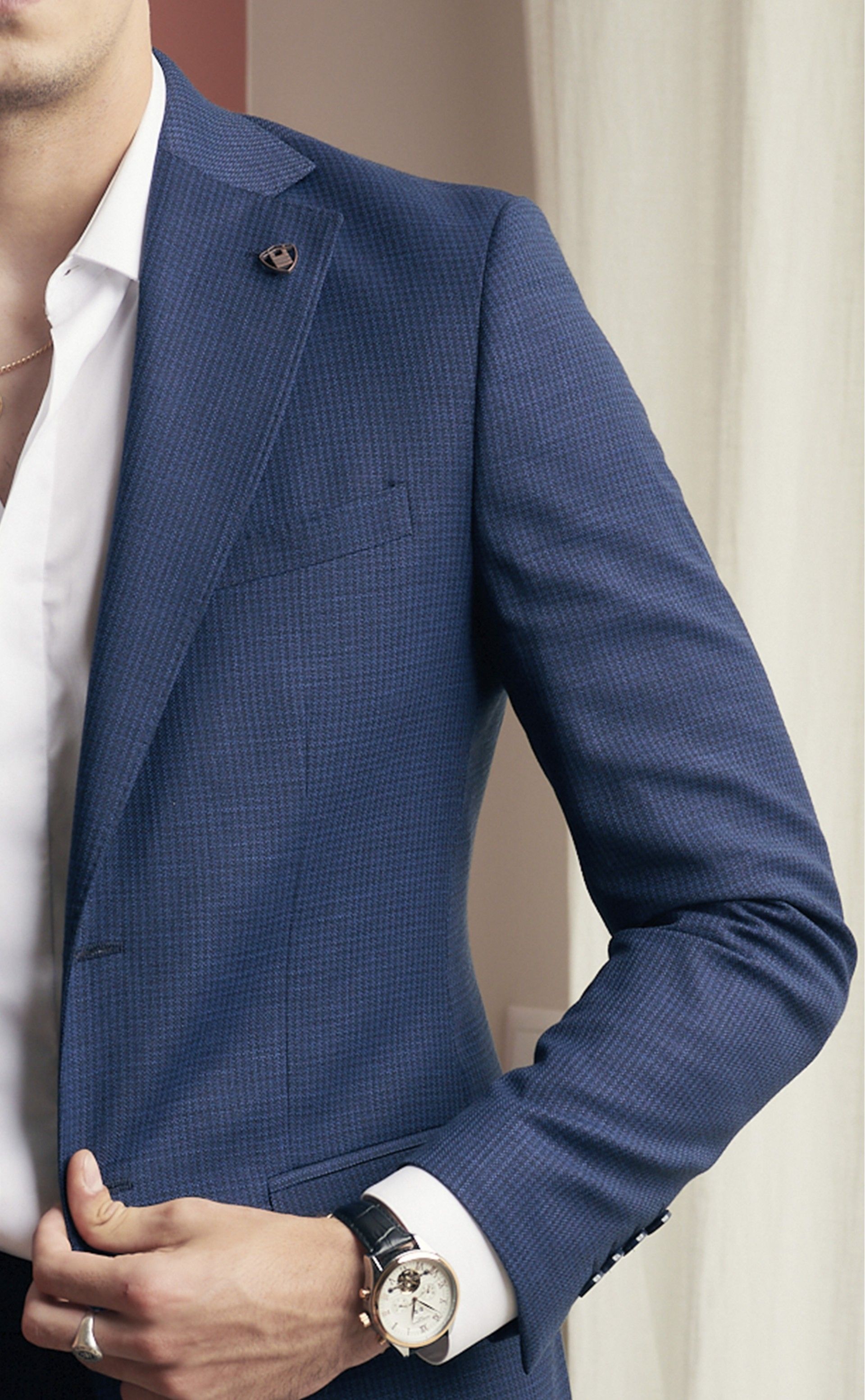 Fato TIMELESS azul escuro microdesenho