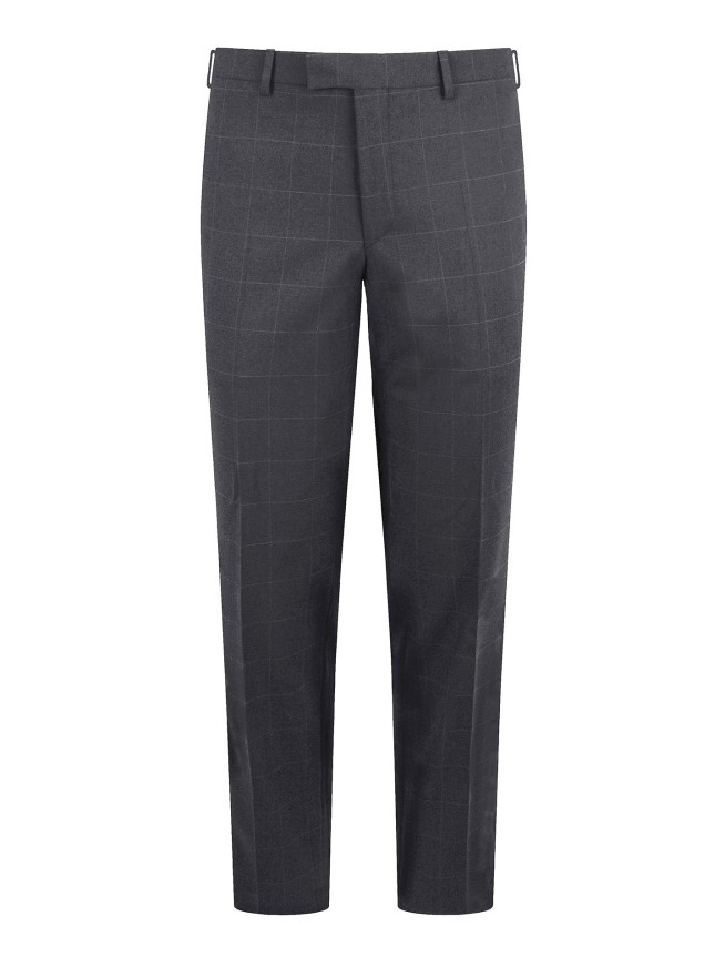 Tailored Fit Charcoal Grey Stretch check Trousers