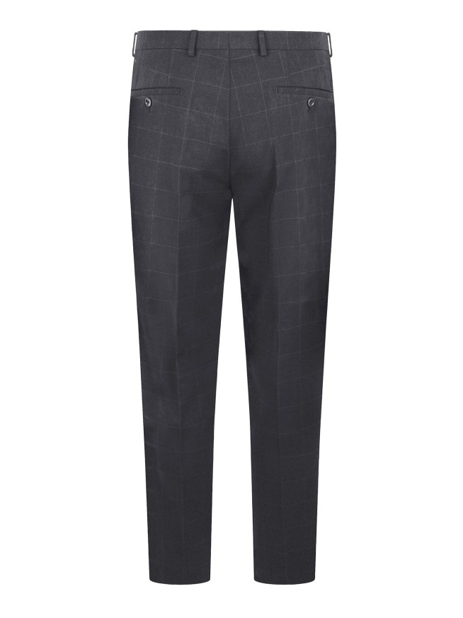 Tailored Fit Charcoal Grey Stretch check Trousers