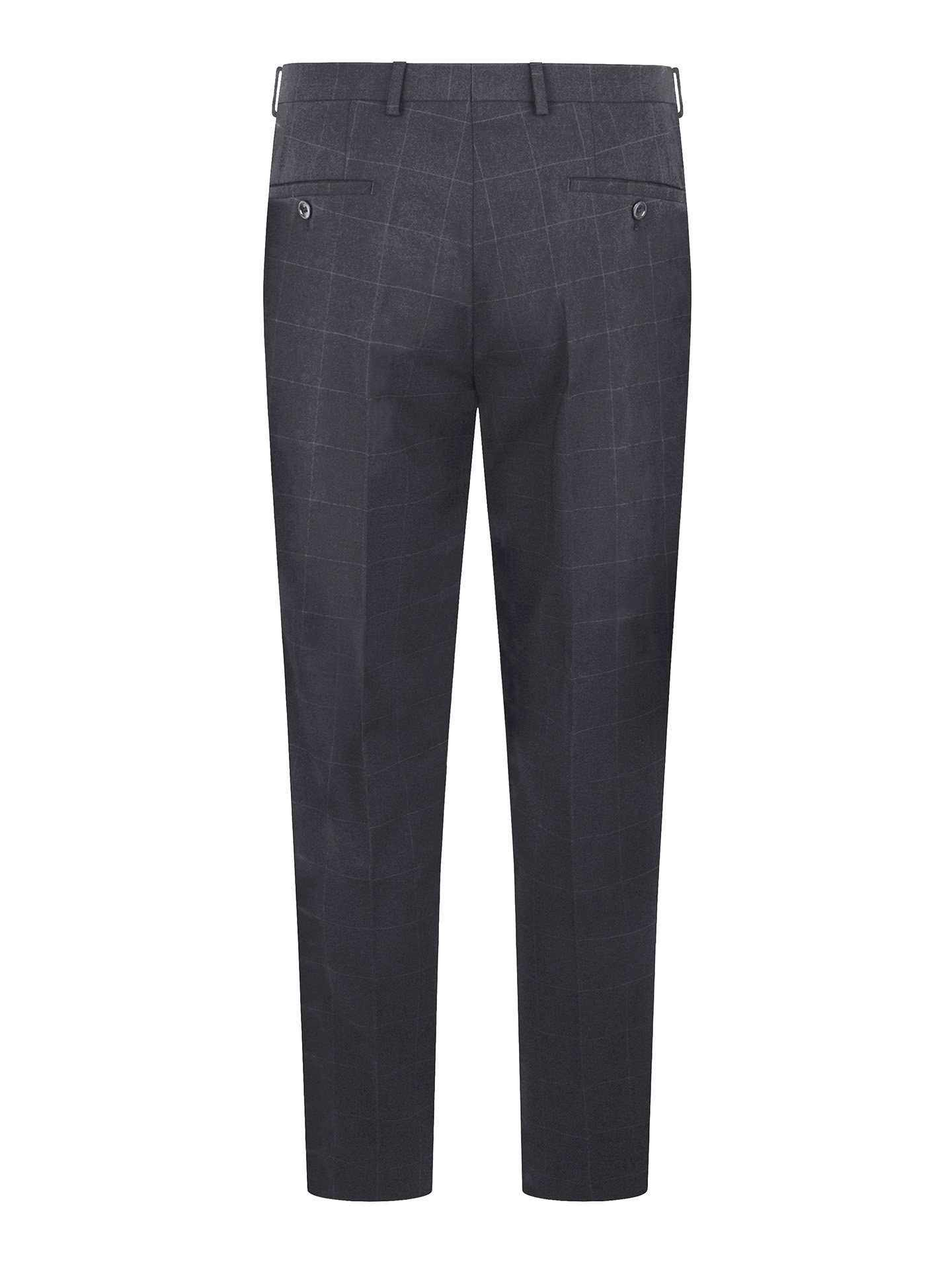 Tailored Fit Charcoal Grey Stretch check Trousers