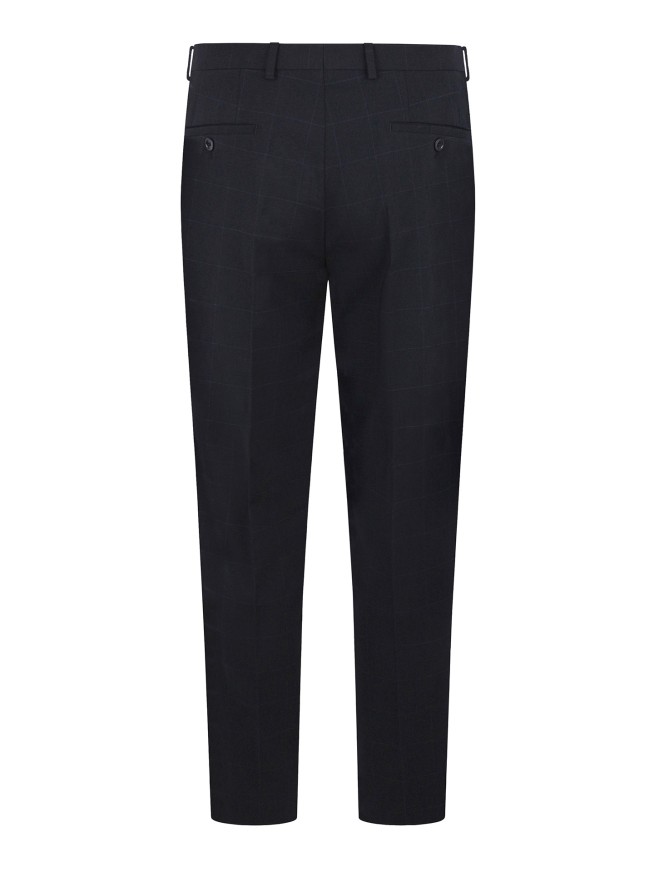 Tailored Fit Navy Blue    Stretch check Trousers