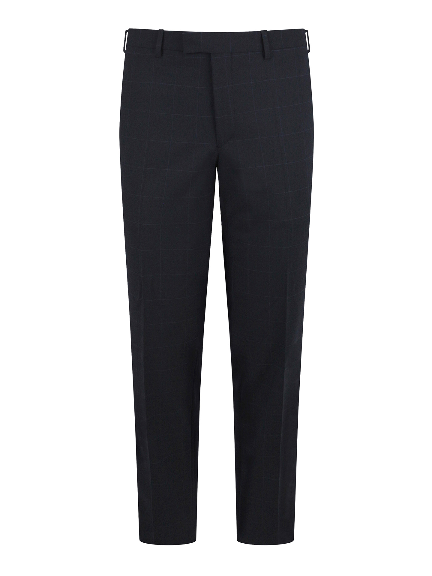 Tailored Fit Navy Blue Stretch check Trousers