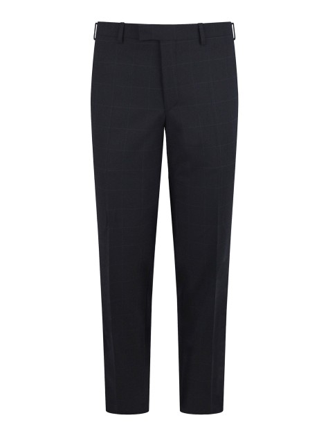 Tailored Fit Navy Blue Stretch check Trousers