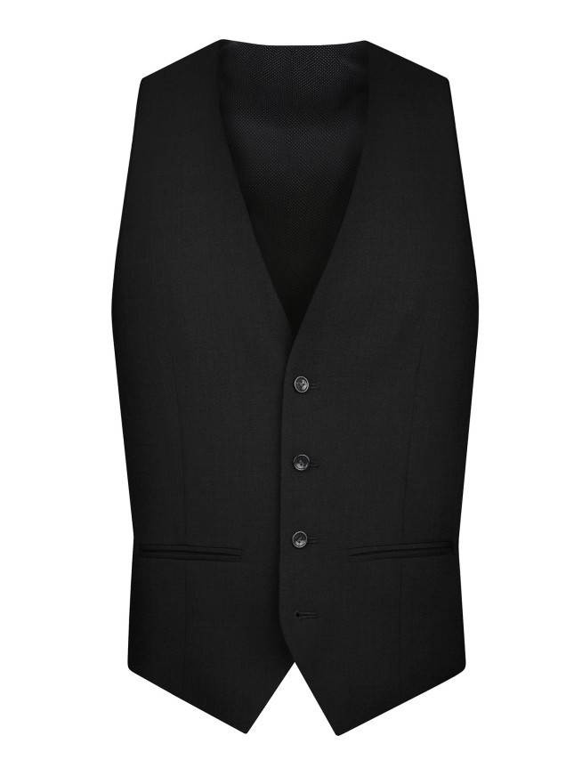Tailored Fit Black     Stretch  Waistcoat