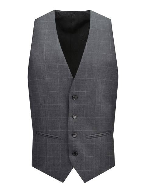 Tailored Fit Charcoal Grey   Stretch check Waistcoat