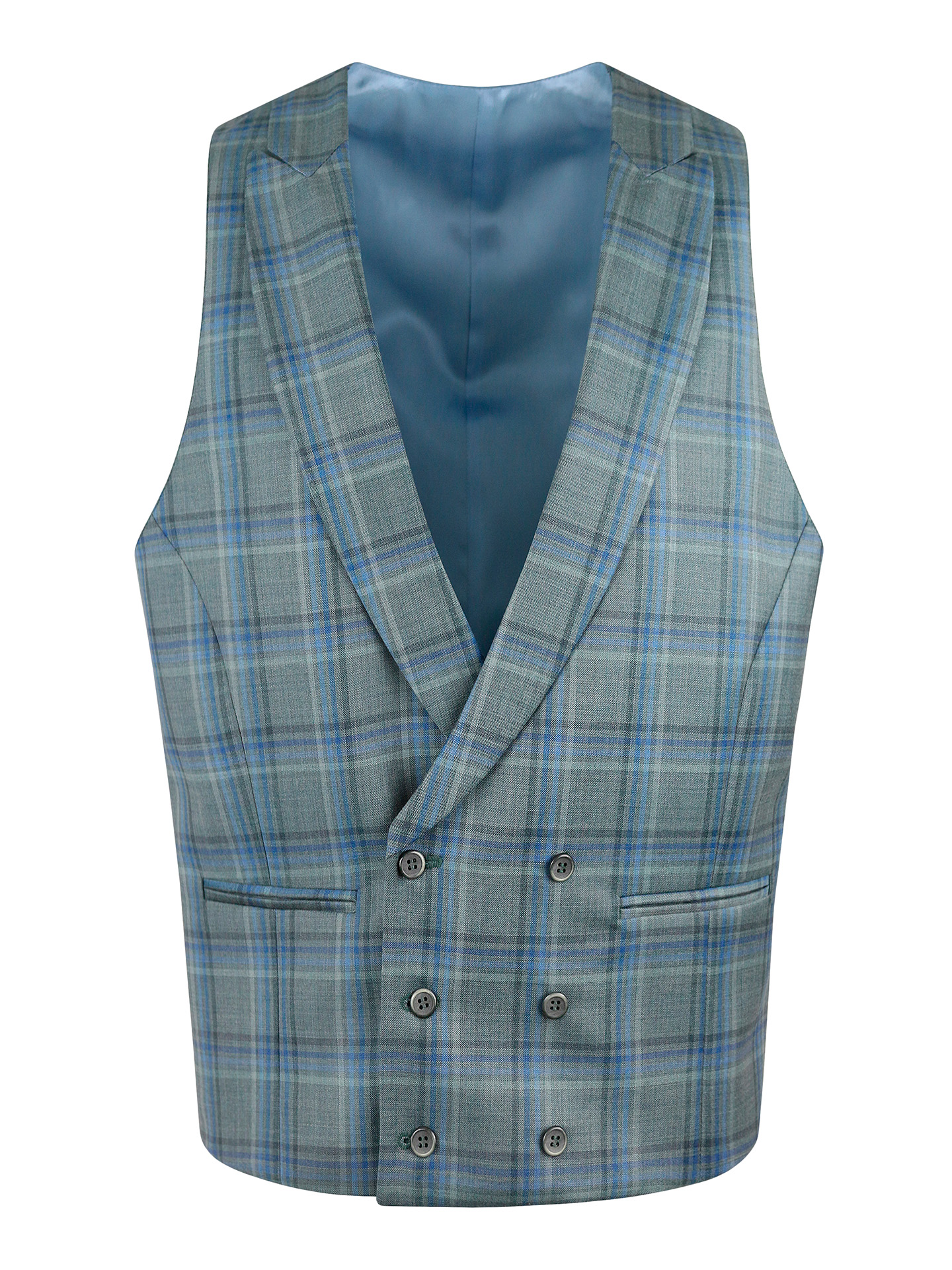Tailored Fit Green Italian Fabric check Waistcoat