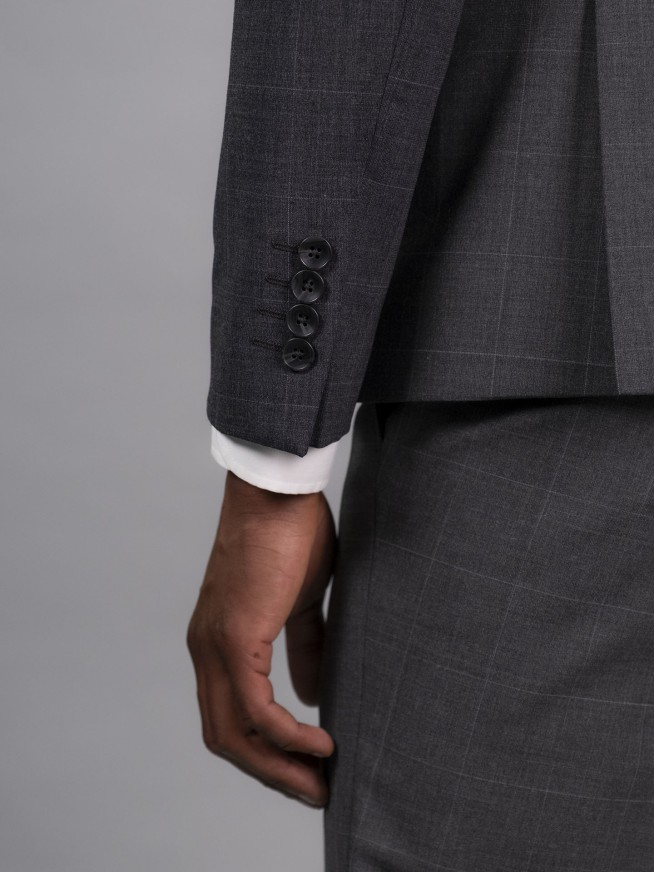 Slim Fit Charcoal Grey   Stretch check Jacket