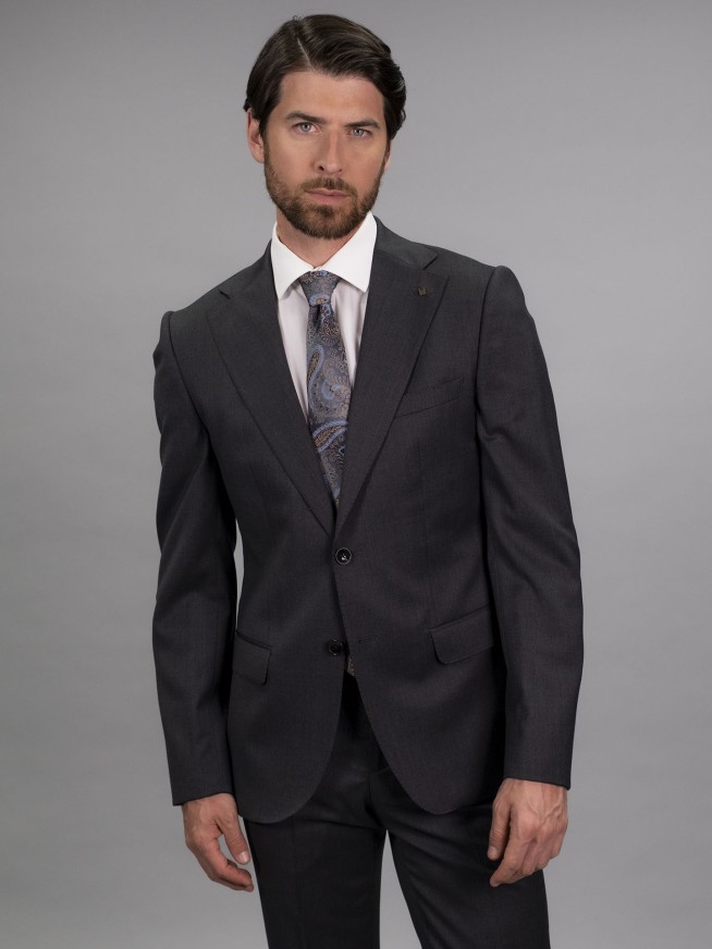 Tailored Fit Charcoal Grey   Stretch  Jacket