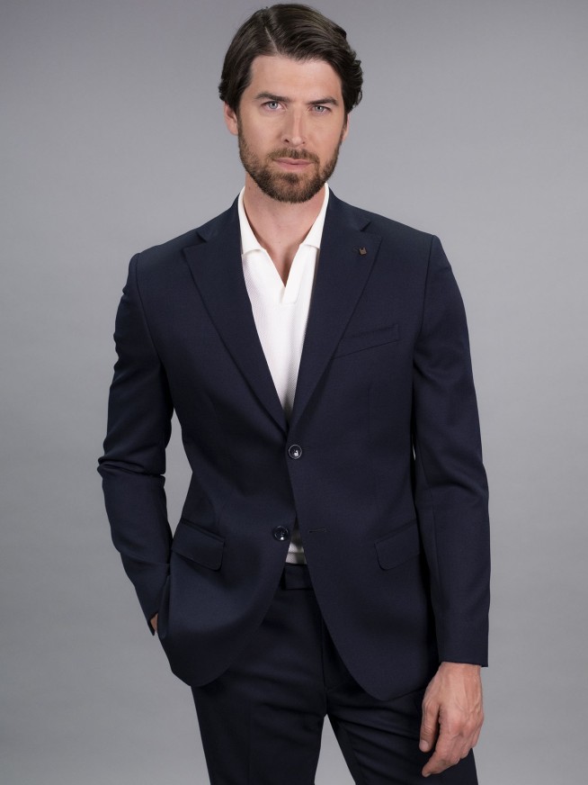 Tailored Fit Blue Stretch  Jacket