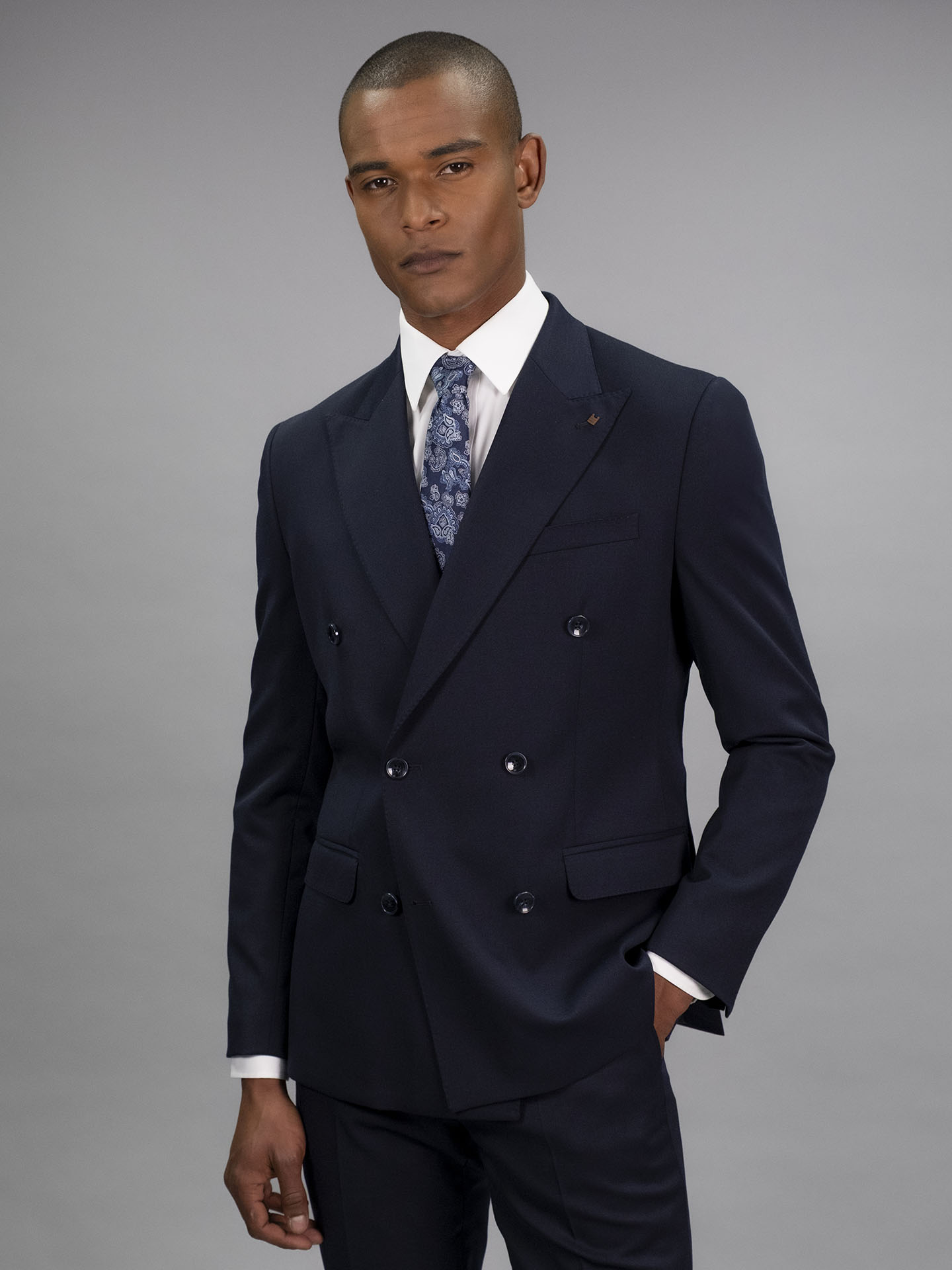 Tailored Fit Navy Blue Stretch Jacket
