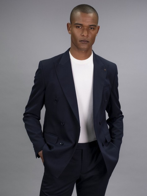 Tailored Fit Navy Blue Stretch Jacket