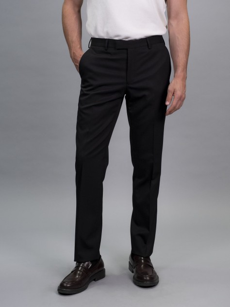 Tailored Fit Black Italian Fabric  Trousers