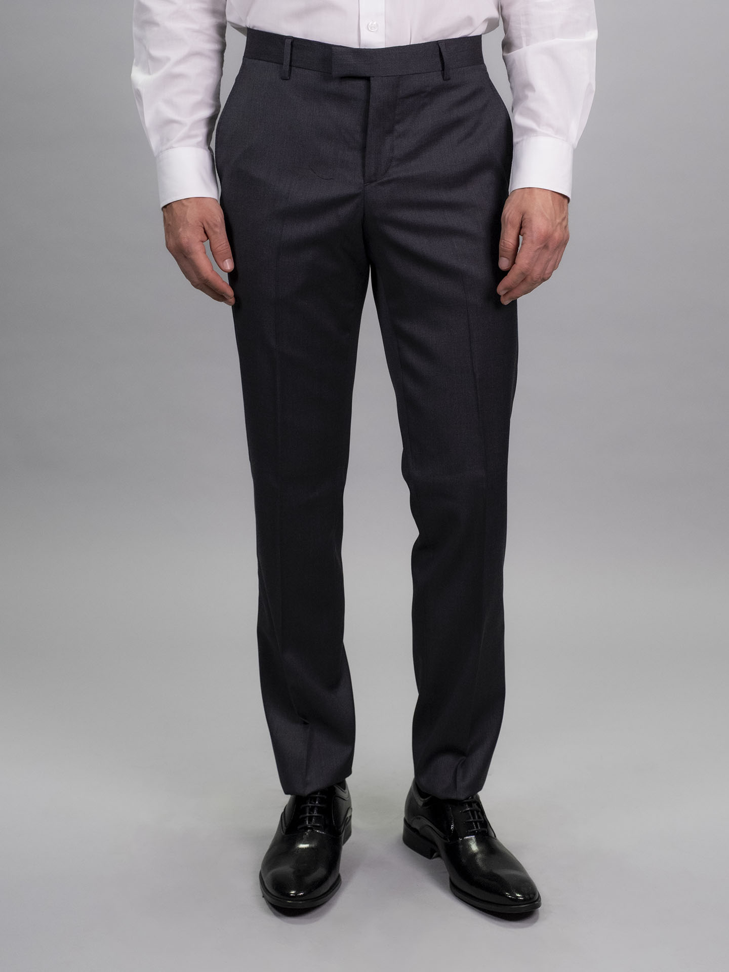 Tailored Fit Charcoal Grey Stretch Trousers