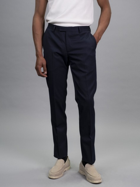 Tailored Fit Navy Blue Stretch Trousers