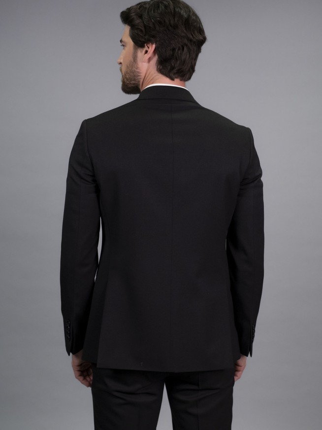 Tailored Fit Black Italian Wool Suit