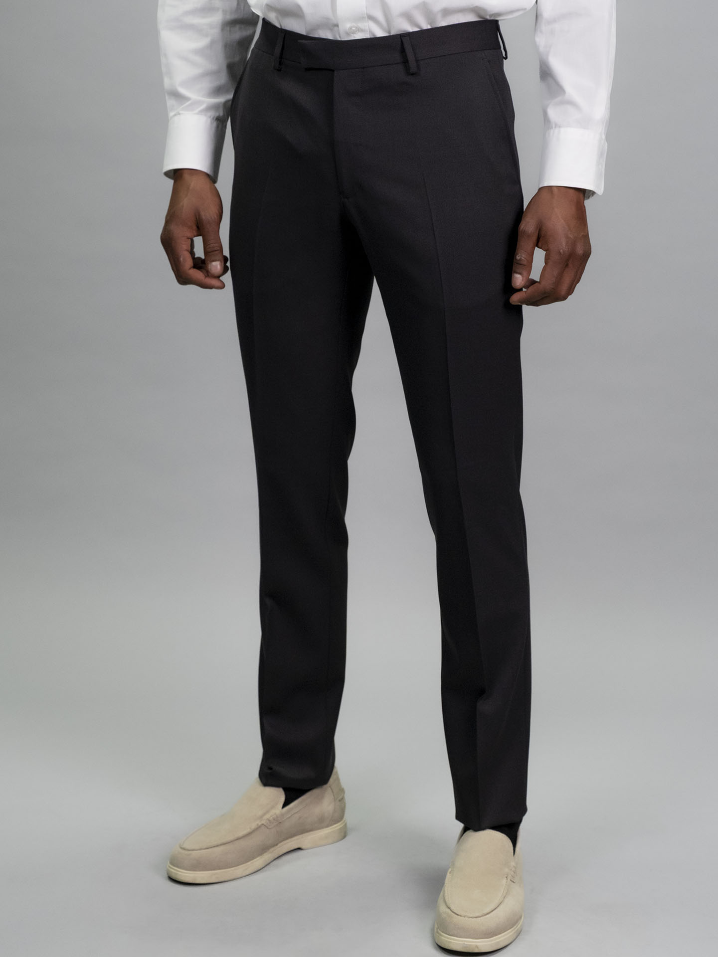 Tailored Fit Charcoal Grey Italian Fabric Trousers