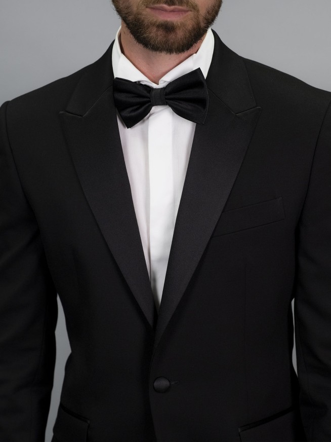 Regular Fit Black Stretch Tuxedo 3 Pieces Suit