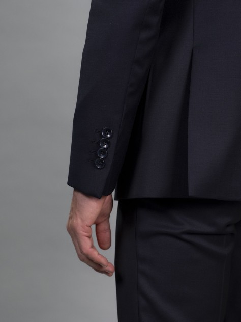 Tailored Fit Navy Blue Italian Wool 3 Pieces Suit