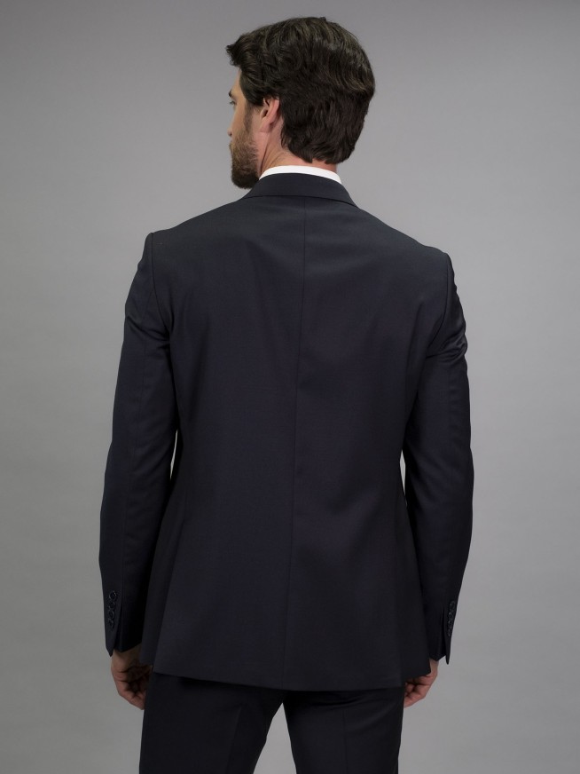 Tailored Fit Navy Blue Italian Wool 3 Pieces Suit