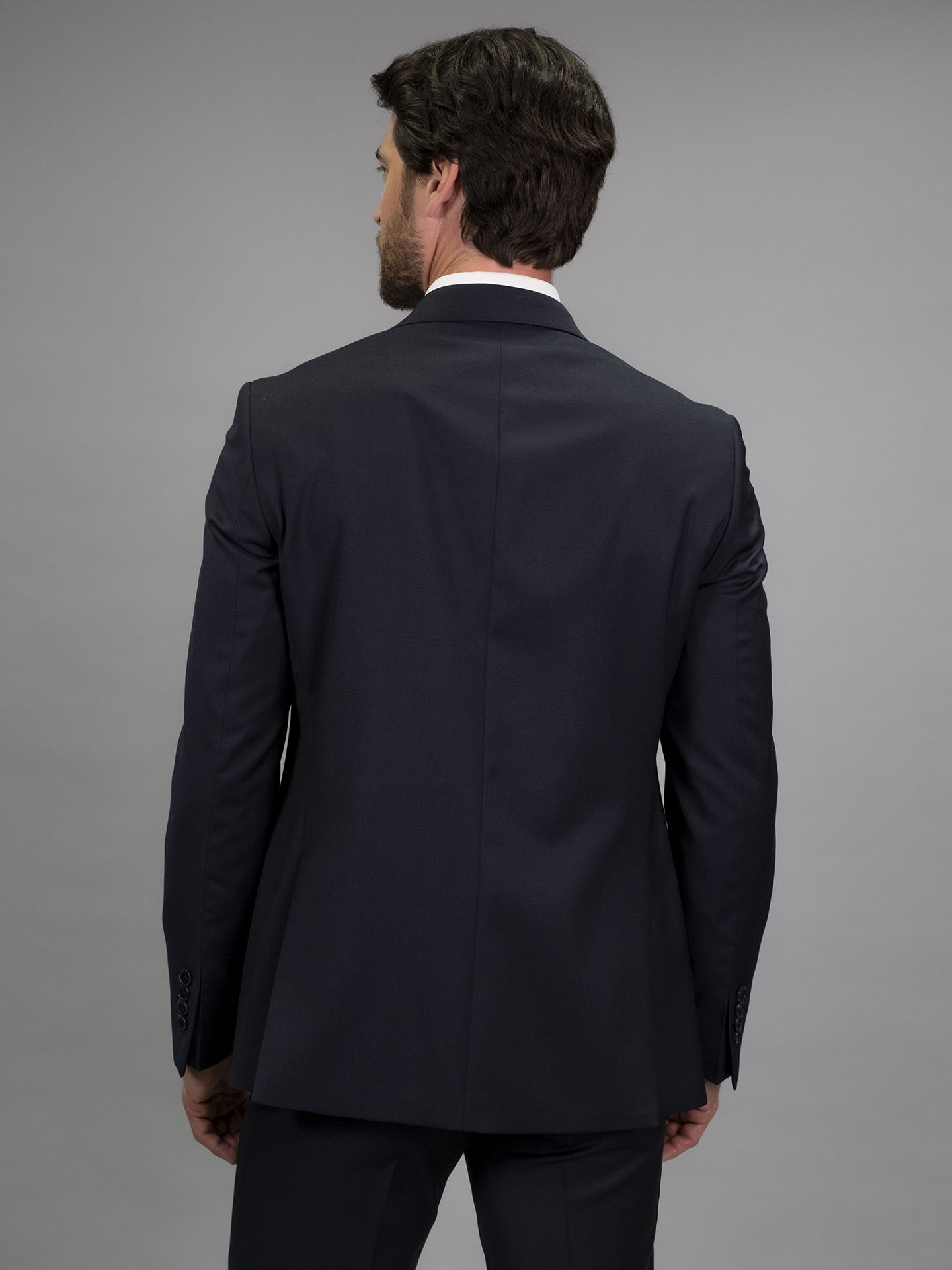 Tailored Fit Navy Blue Italian Wool 3 Pieces Suit