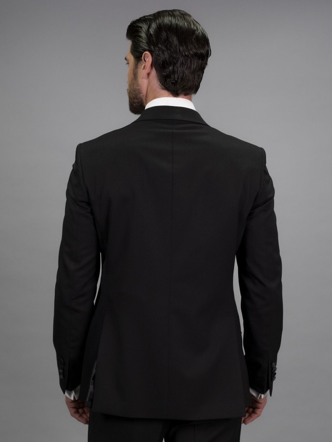 Regular Fit Black Stretch Tuxedo 3 Pieces Suit