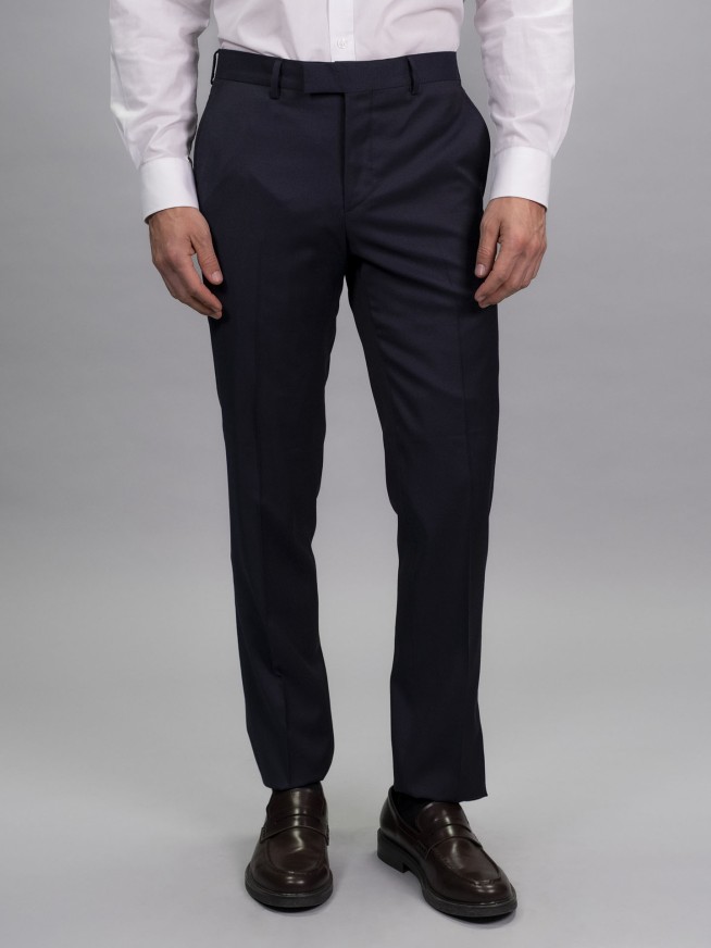 Tailored Fit Navy Blue Italian Wool 3 Pieces Suit