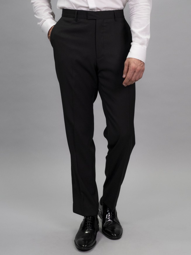 Regular Fit Black     Stretch  Trousers