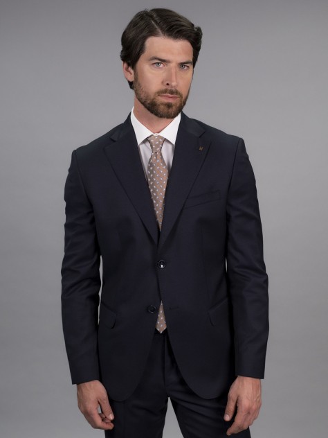 Tailored Fit Navy Blue Italian Wool 3 Pieces Suit
