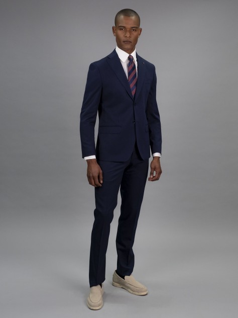 Tailored Fit Blue Italian Wool 3 Pieces Suit