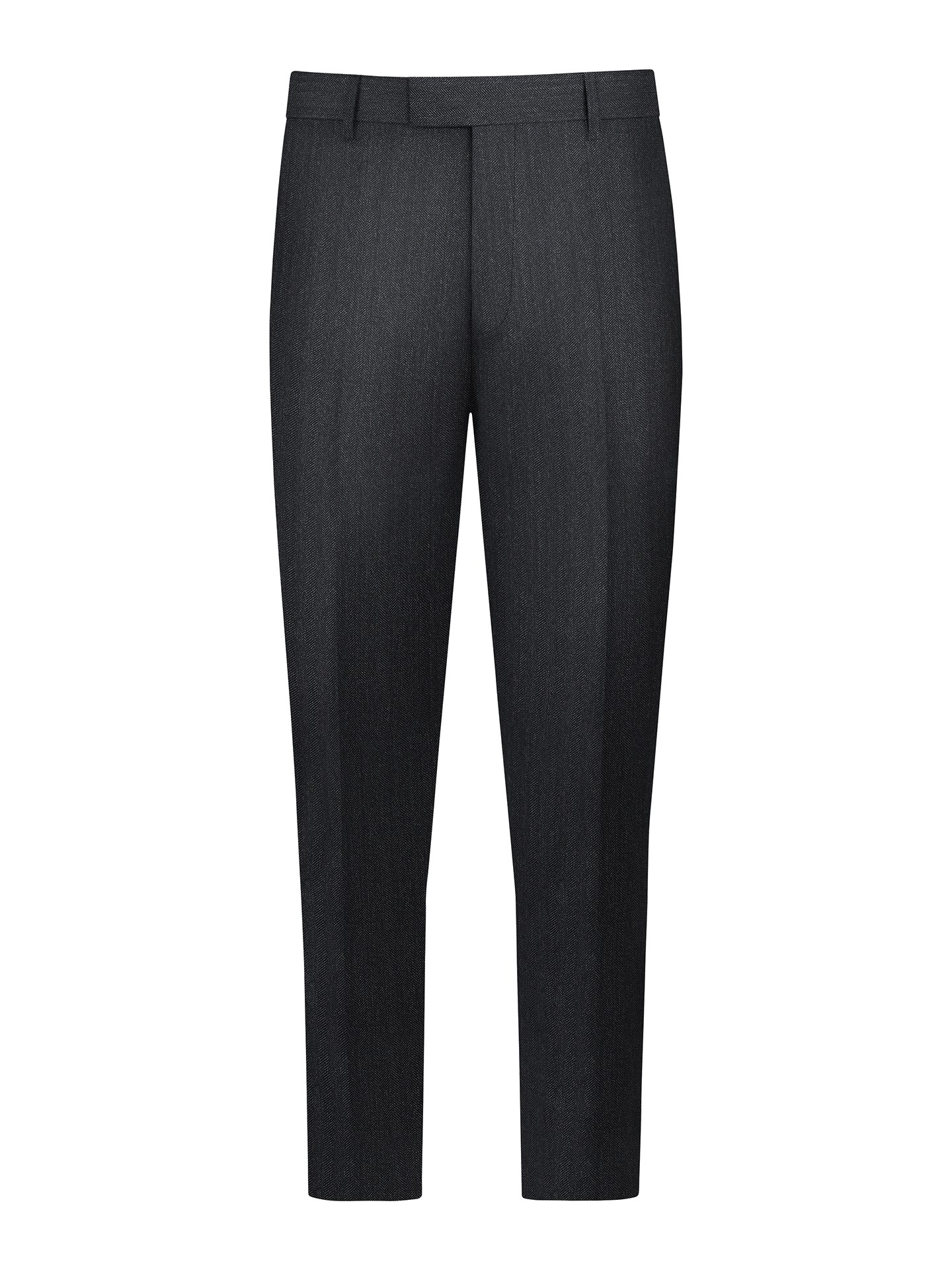 Regular Fit Grey Herringbone Suit Trousers