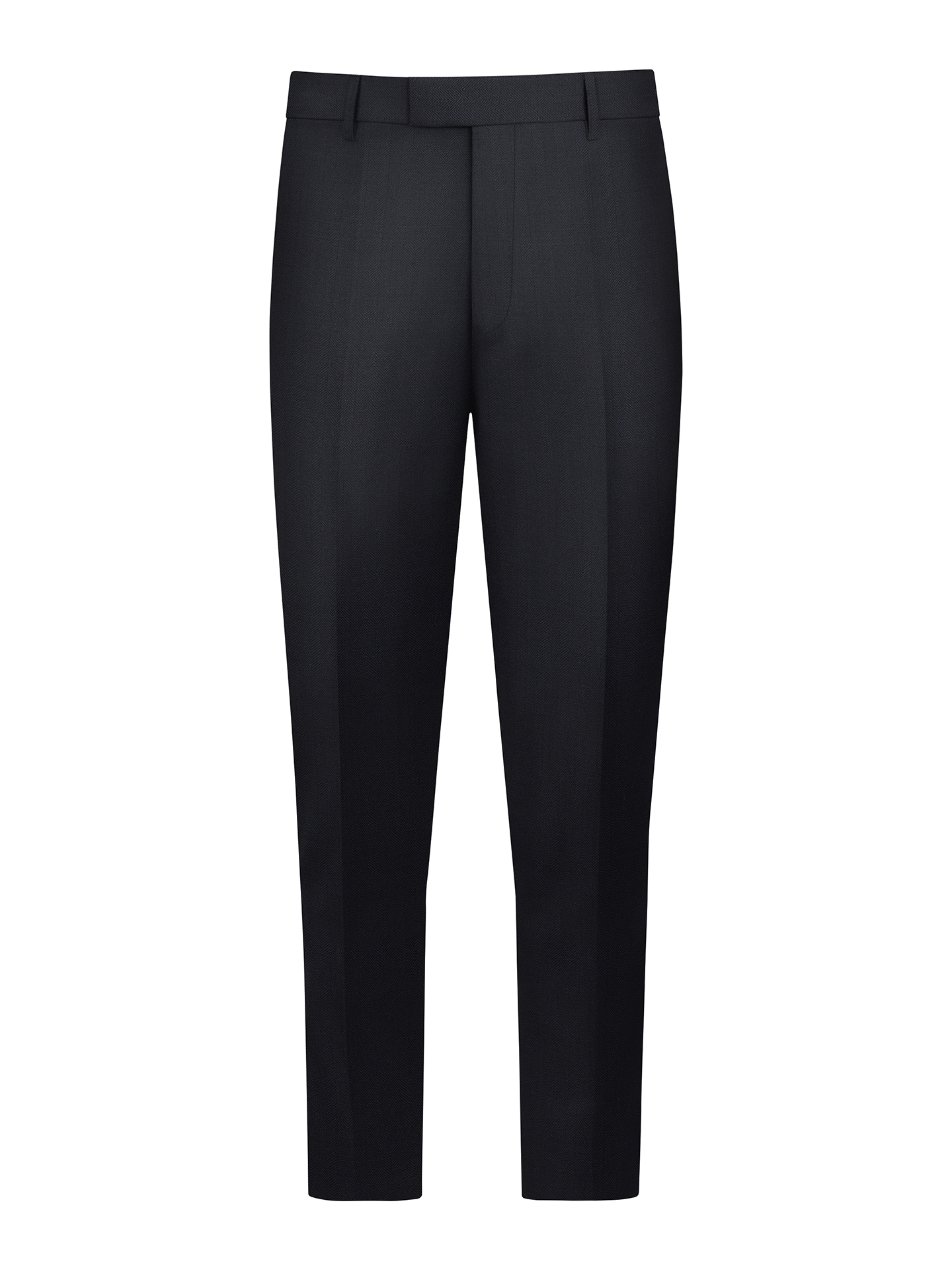 Regular Fit Blue Herringbone Suit Trousers