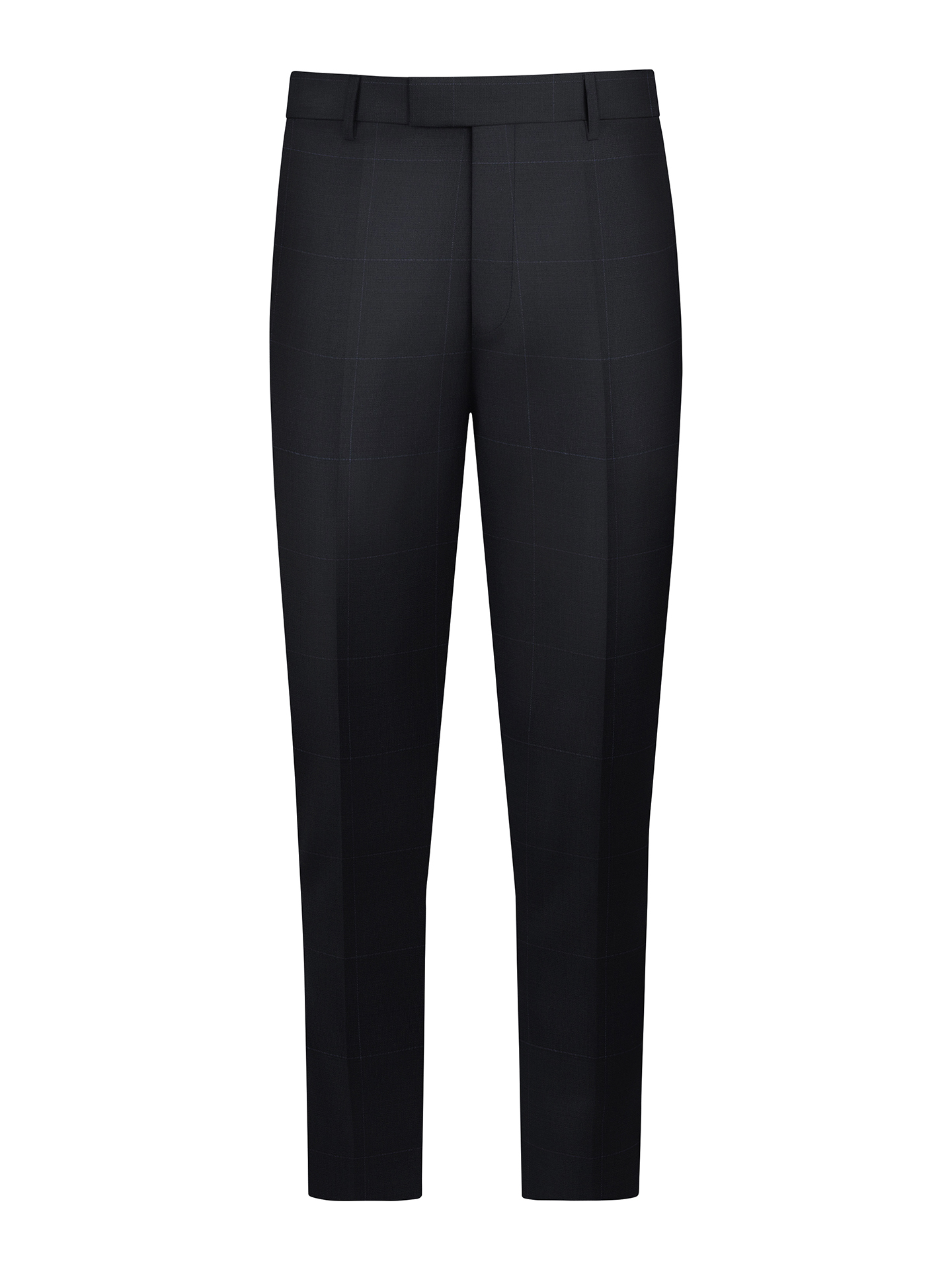 Regular Fit Dark Blue Check Suit Trousers