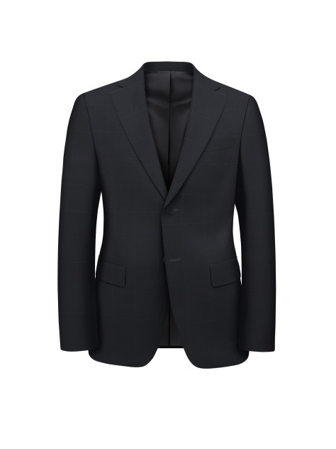 Regular Fit Dark Blue Check Suit Jacket