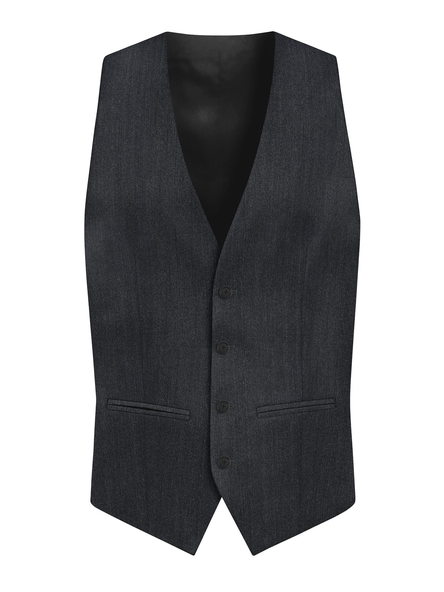 Regular Fit Grey Herringbone Suit Waistcoat