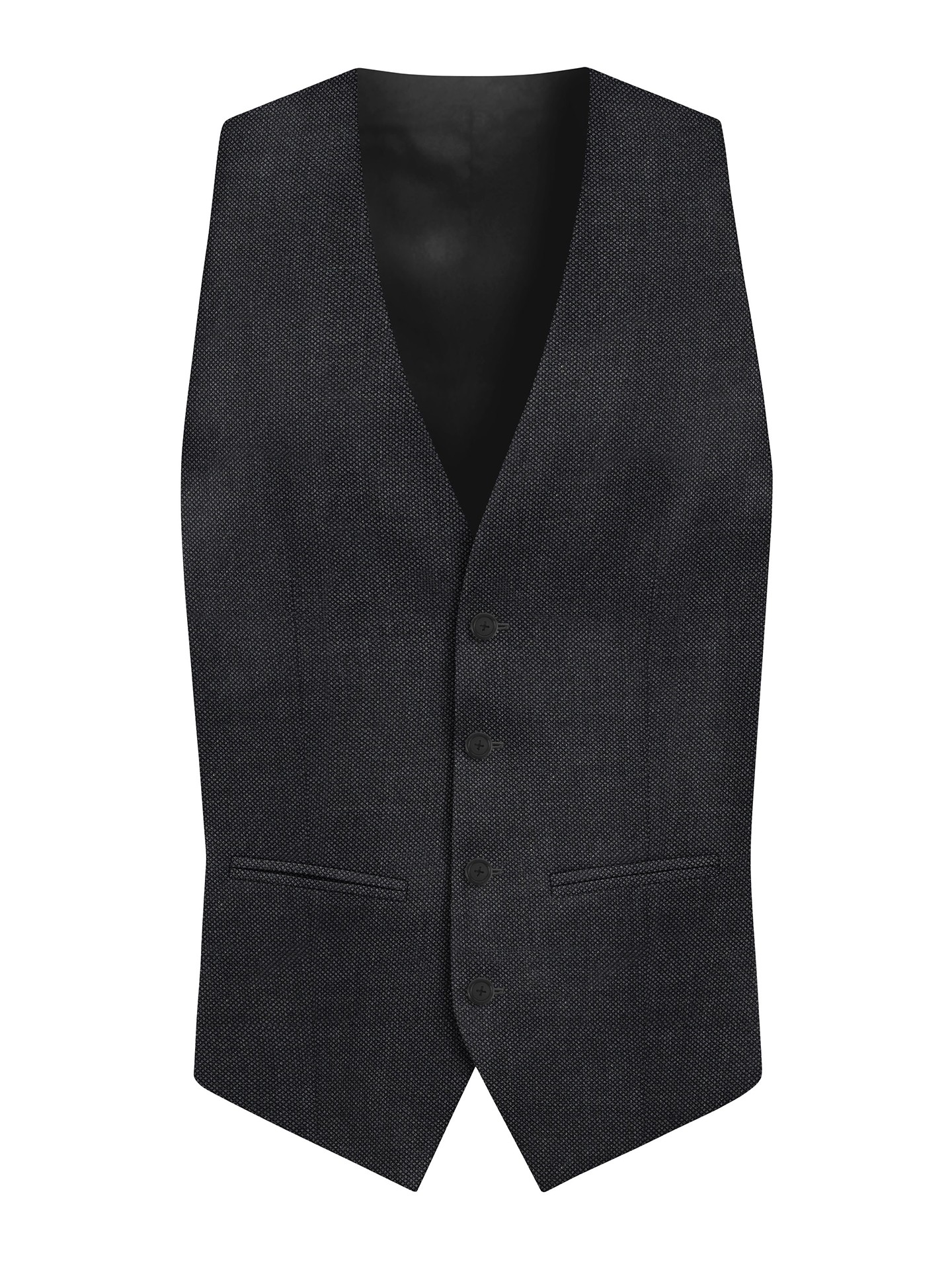 Regular Fit Grey Herringbone Suit Waistcoat