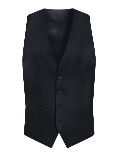 Regular Fit Dark Blue Check Suit Waistcoat