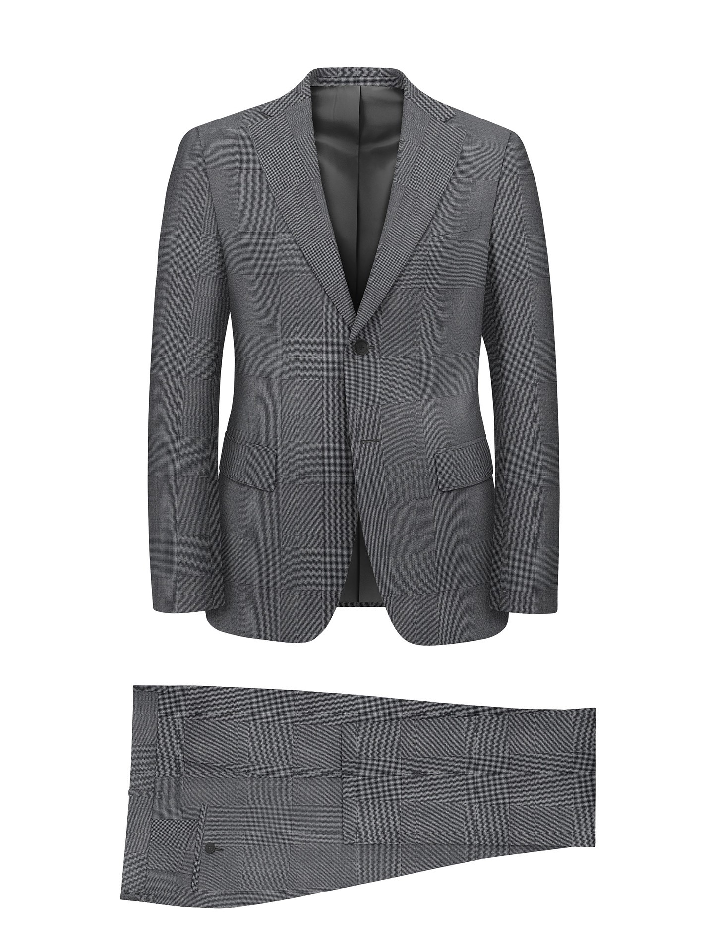 Regular Fit Grey Check Men's Suit