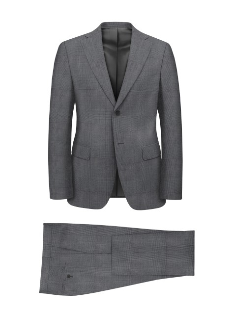 Regular Fit Grey Check Men's 3 pieces Suit