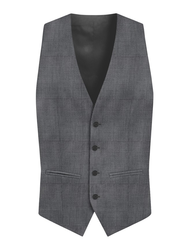 Regular Fit Grey Check Men's 3 pieces Suit