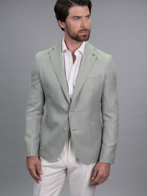 Blazer Verde Claro Aspeto Linho Texturizado Regular Fit - Image product