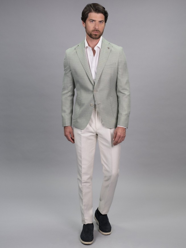 Blazer Verde Claro Aspeto Linho Texturizado Regular Fit