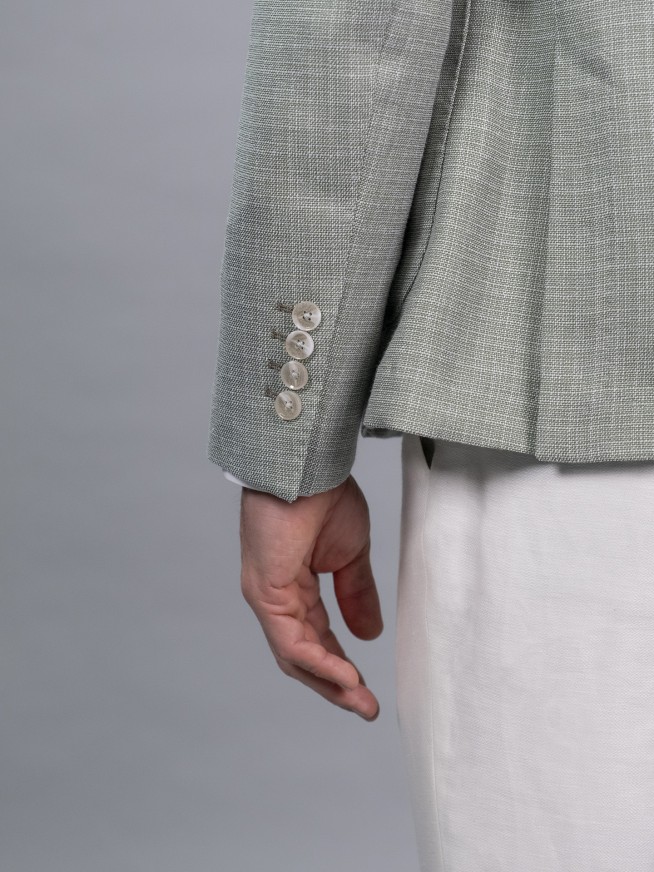 Blazer Verde Claro Aspeto Linho Texturizado Regular Fit