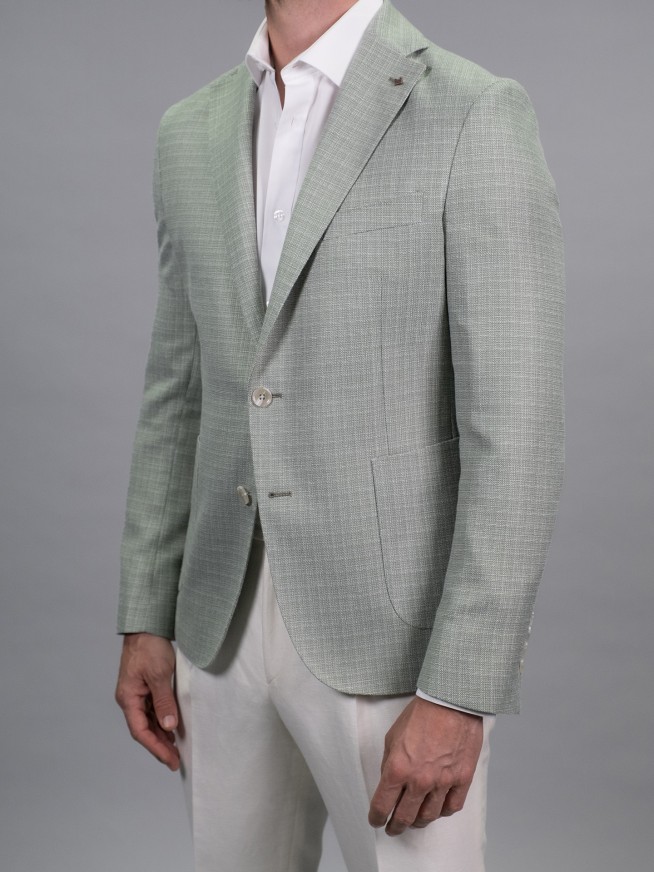Blazer Verde Claro Aspeto Linho Texturizado Regular Fit