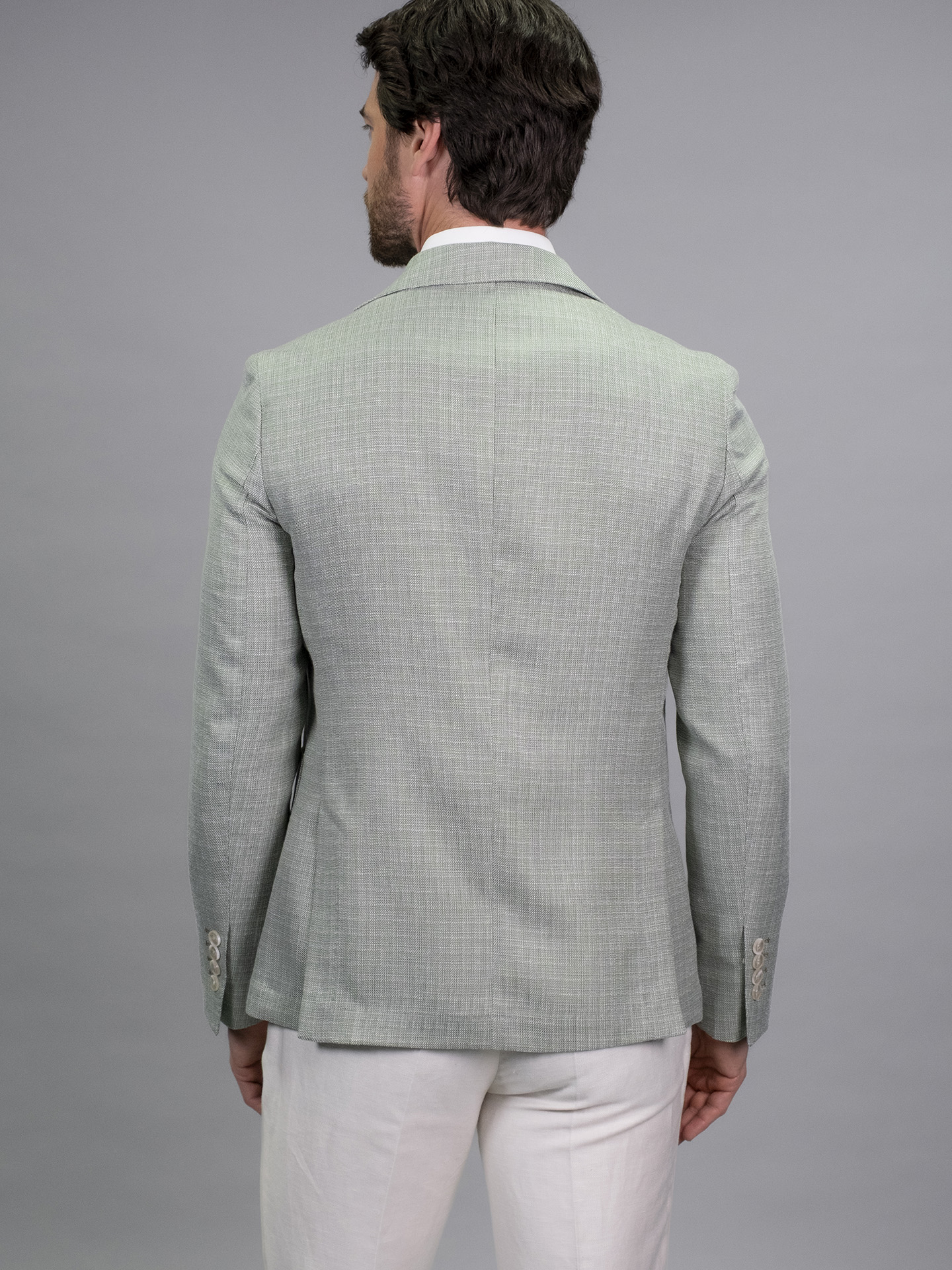 Regular Fit Light Green Linen Blend Textured Blazer